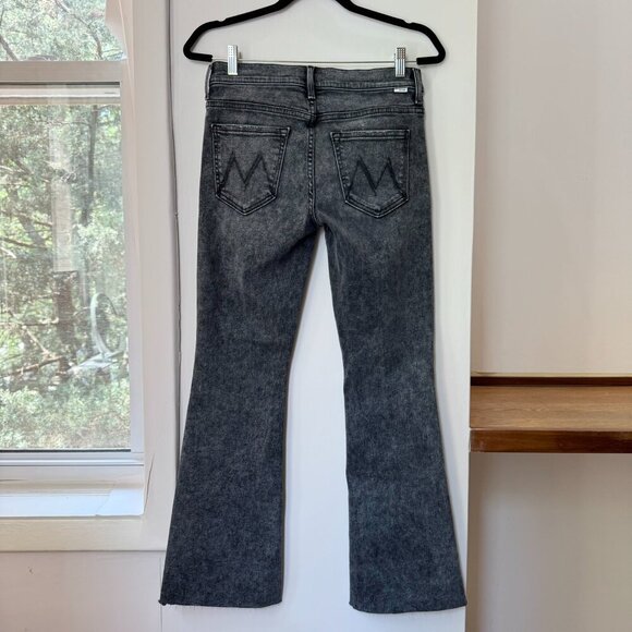 New MOTHER The Down Low Weekender Heel Flare Jeans Denim Train Stops Black 28 - Picture 5 of 14